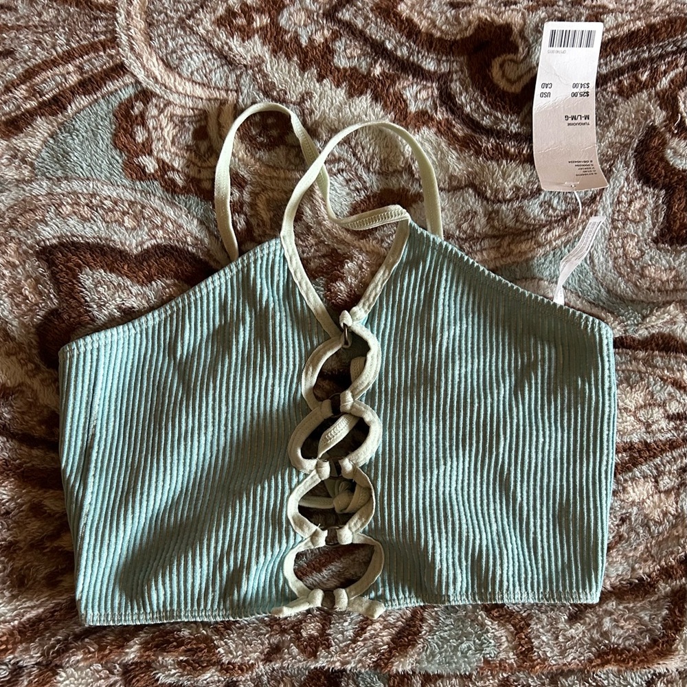 Urban Outfitters Green Plunge Neck Sleeveless Camisole